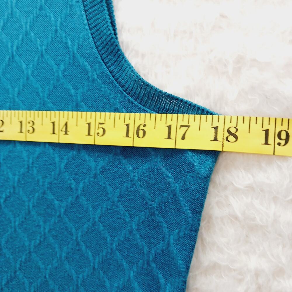 Tank Top Sweater Teal Diamond Classic Preppy Quiet Luxury Light Academia Sz PM - Picture 3 of 5